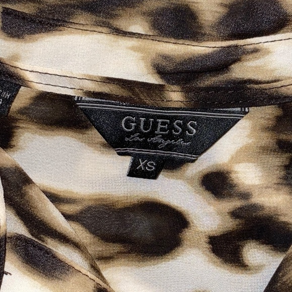 GUESS Leopard Print Button up Chiffon Long Sleeve Blouse XS - Picture 7 of 9